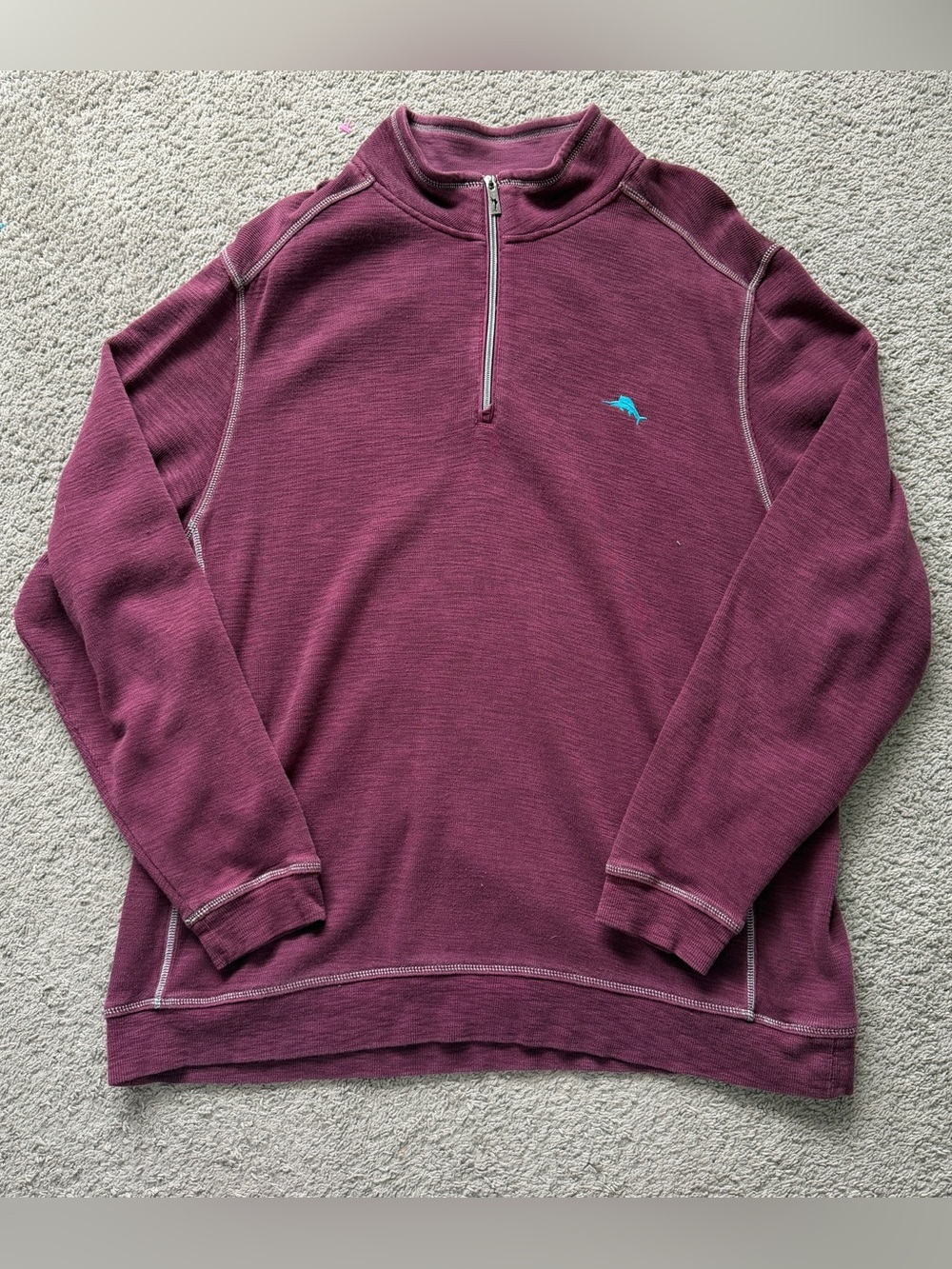 Tommy Bahama Mens Tobago Bay 1/4 Zip Pullover Burgundy XXL Pima Cotton Tencel